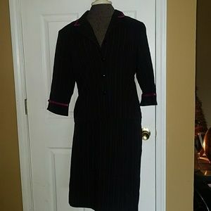 Mrs Dorby 10 black and pink pinstripe suit